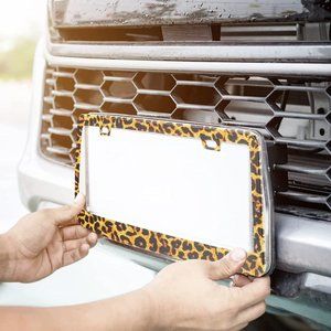 Leopard Print License Plate Holder -Universal